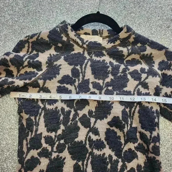 LOFT BLACK FLORAL  LONG SLEEVE MINI DRESS SIZE XSM - Picture 4 of 5